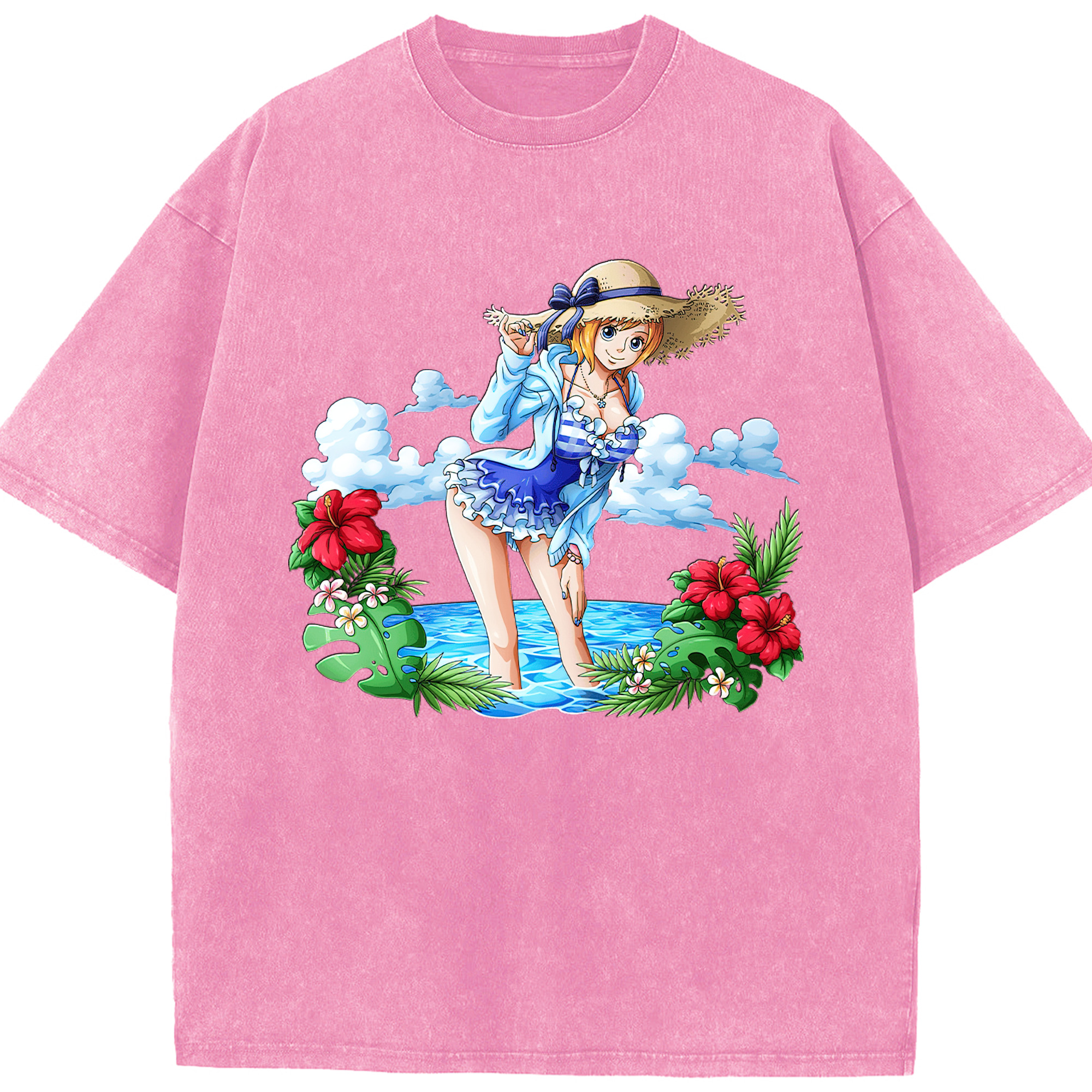 ワンピース ナミ ONE PIECE Nami 綿100% ヴィンテージ風 半袖Tシャツ（フロントプリント）